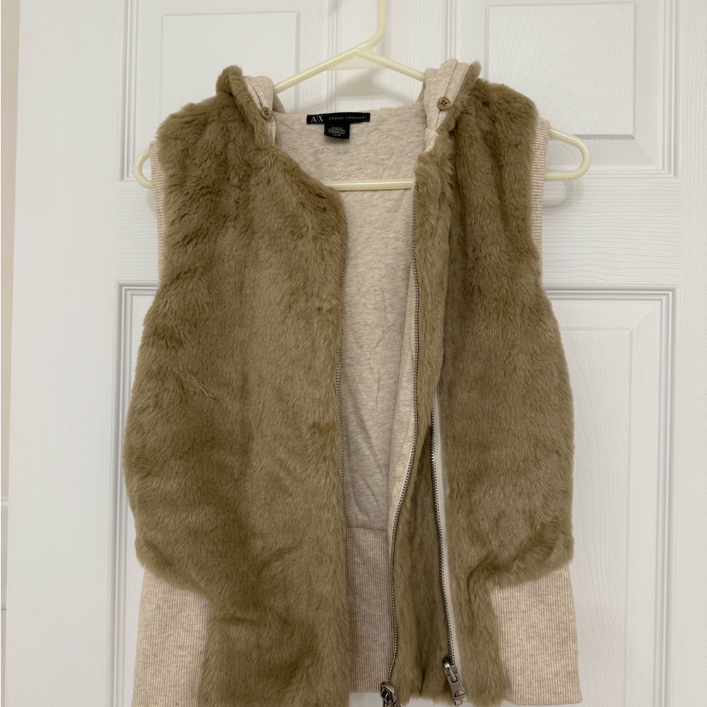 Armani Exchange Faux Fur Vest with Hood